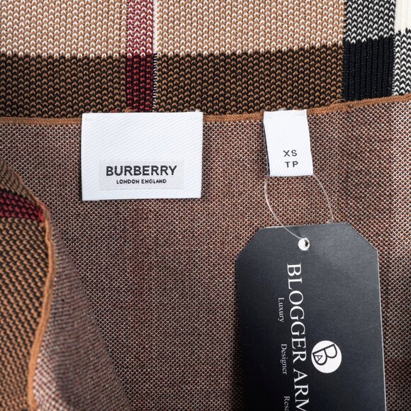 Burberry Kammie Birch Brown Check Knit Pencil Skirt - Picture 8 of 11